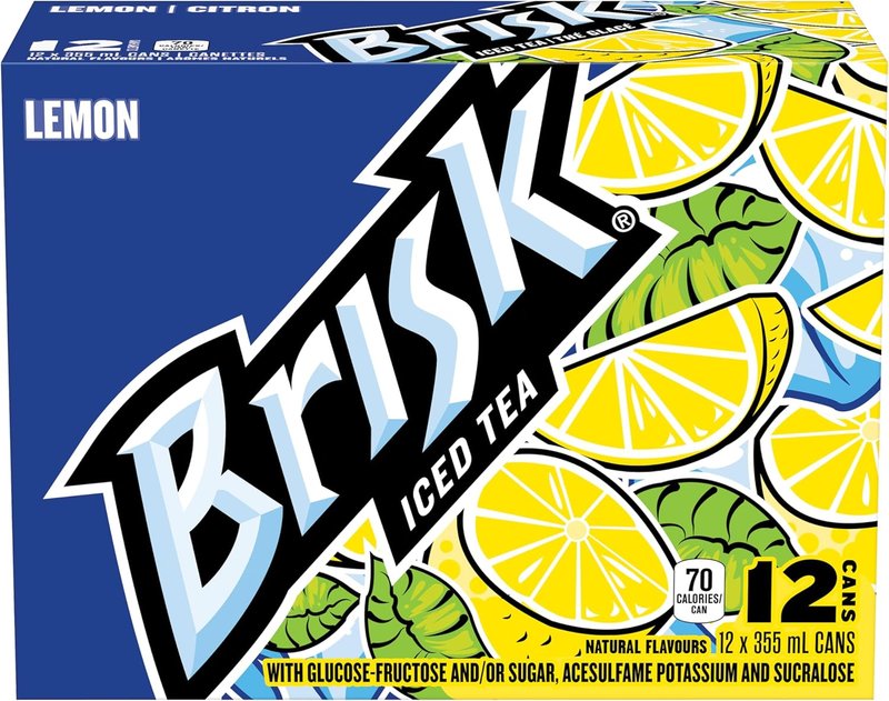 Brisk Lemon Iced Tea, 355 mL Cans, 12 Pack