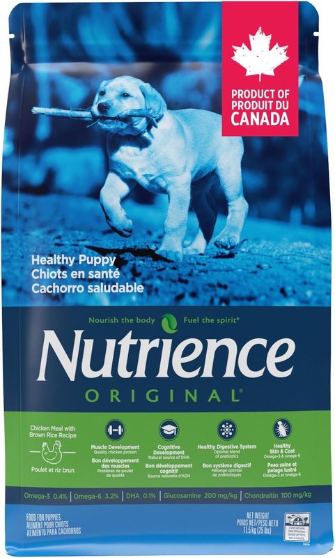 Nutrience Original Healthy Puppy Dog Food, 11.5 kg (25 lbs), Chicken Meal with Brown Rice Recipe, Dry Dog Food, Balanced Nutrition, Nourriture Pour Chien, Manger Pour Chien