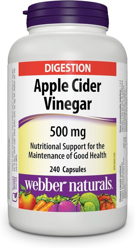 Webber Naturals Apple Cider Vinegar, 240 Capsules, Sugar Free