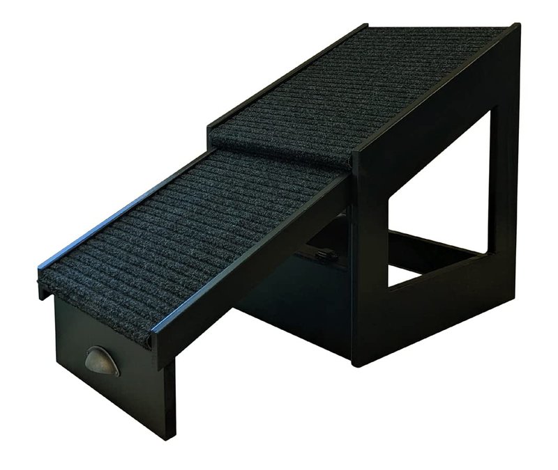 Pull-Out Wood Pet Ramp for Dogs and Cats ... Dog Ramp for High Beds and Sofas ... Non-Slip Carpet Surface (Black)