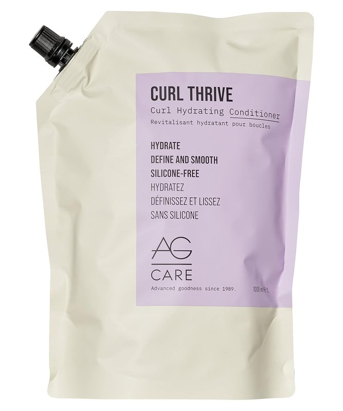 AG Care Curl Thrive Protein Conditioner for Curly Hair with Keratin Amino Acids - Ultra-Hydrating Moisture Conditioner for Defined, Healthy Curls, 33.8 Fl Oz (1 Liter Refill)