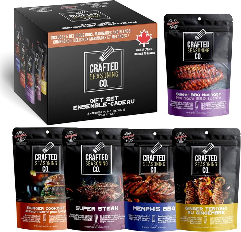 Crafted Seasonings Co. BBQ Rubs and Spice Blends for Smoking and Grilling – 5 Pack Handcrafted Rubs and Seasonings Set, Perfect for Grill, Smoker, Outdoor Cooking, BBQ Gifts for Men
