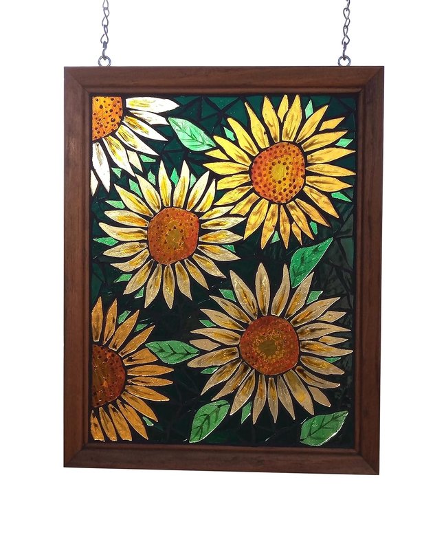 Sunflower Mosaic Stained Glass Panel