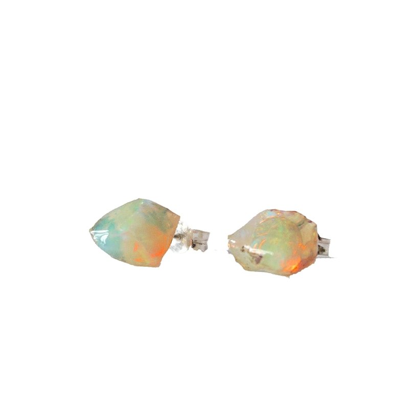 Designs by Nature Gems Raw Opal Stud Earrings in Sterling Silver for Women, Made in Canada