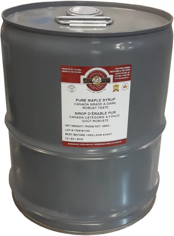 Bernard 25 kg Pure Maple Syrup Grade A Dark, Robust Taste