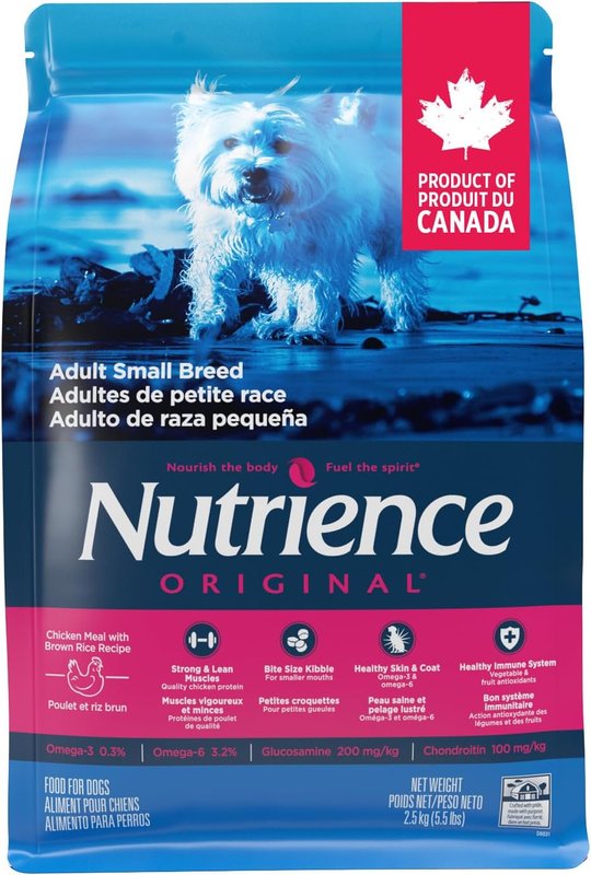 Nutrience Original Adult Dog Food Small Breed, 2.5 kg (5.5 lbs), Chicken Meal with Brown Rice Recipe, Dry Dog Food, Balanced Nutrition, Nourriture Pour Chien, Manger Pour Chien 2.5 kg (Pack of 1)