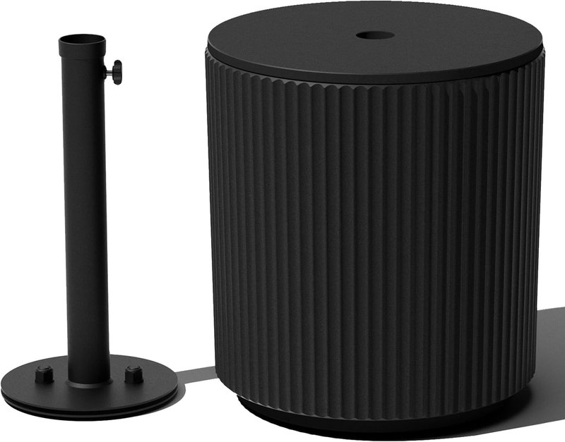 Veradek Umbrella Side Table - Outdoor Patio Table with Umbrella Hole for Porch/Patio | Durable Plastic-Stone Composite Material & Easy Assembly | Modern Coffee, Picnic or Poolside Table Black