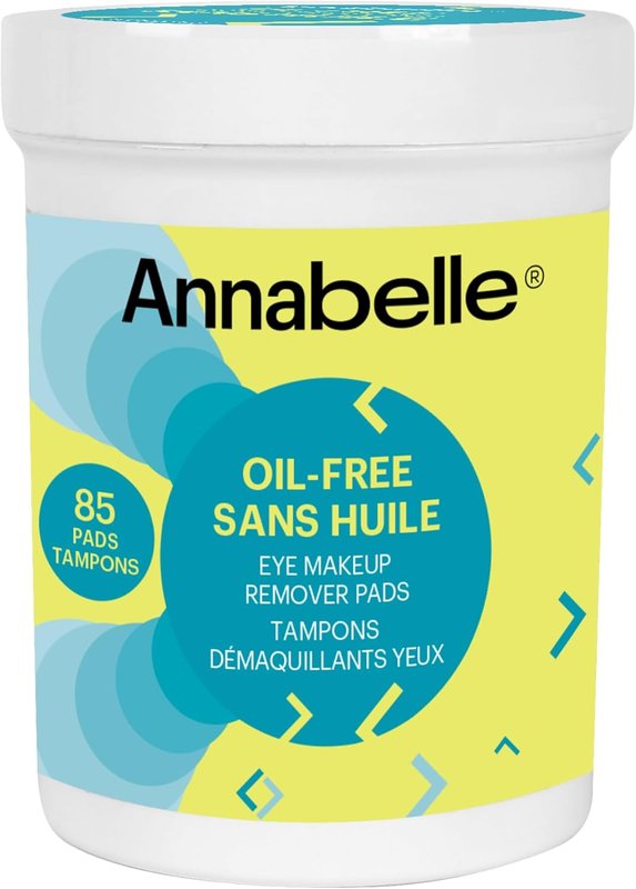 Annabelle Oil-Free Eye Makeup Remover Pads, Makeup Removal, Suitable For Sensitive Eyes, Paraben-Free, Fragrance-Free, Alcohol-Free, Soap-Free, Hypoallergenic, Vegan, Cruelty-Free, 85 Pads
