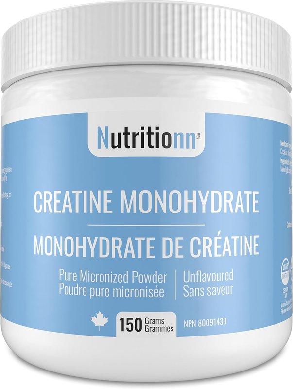 Creatine Monohydrate Powder 150 Grams - Made in Canada - Increases Muscle, Strength, Performance - Pure Unflavoured Micronized Supplement for Men and Women - Third-Party Tested - Nutritionn 30 Servings (Pack of 1)