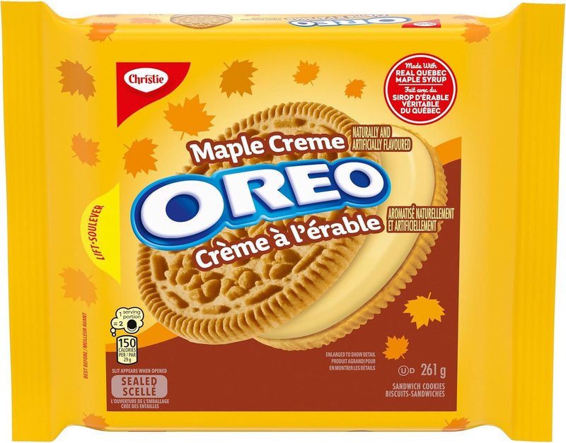 OREO, Maple Creme Sandwich Cookie, Made with Real Quebec Maple Syrup, 261 g, Baked in Canada Oreo Maple