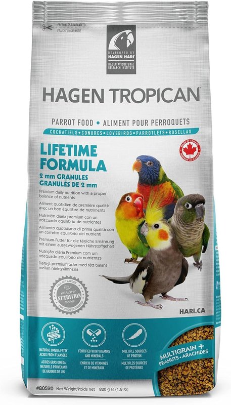 Tropican 1.8-Pound Lifetime Maintenance Cockatiel Granules, Standup Zip Bag 820 g (Pack of 1)