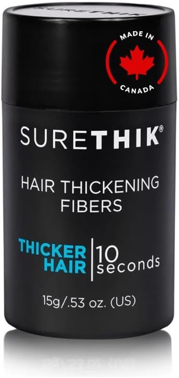 SureThik Hair Thickening Fibers (15g, Black) - Lightweight Volume Maximizer & Building Hair Fibers for Thinning Hair 15 g (Pack of 1) Black