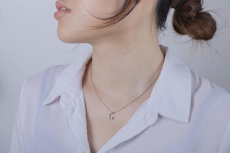 Sterling Silver Initial Pendant Necklace with Canadian Diamond, Select Your Initial A, B, C, D, E, F, G, H, I, J, K, L, M, N, O, P Q R S T U V W X Y Z | POLAR LIGHT DIAMONDS