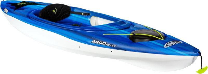 Pelican Argo 100X - Sit-in Recreational Kayak - Lightweight one Person Kayak Fade Deep Blue/White