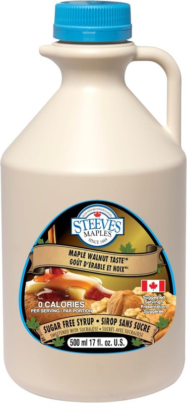 Steeves Maples Sugar Free Syrup | Keto Friendly, Diabetic Friendly, 1g Net Carbs, 0 Calories per Serving, (500ml, Walnut) Walnut 500 ml (Pack of 1)