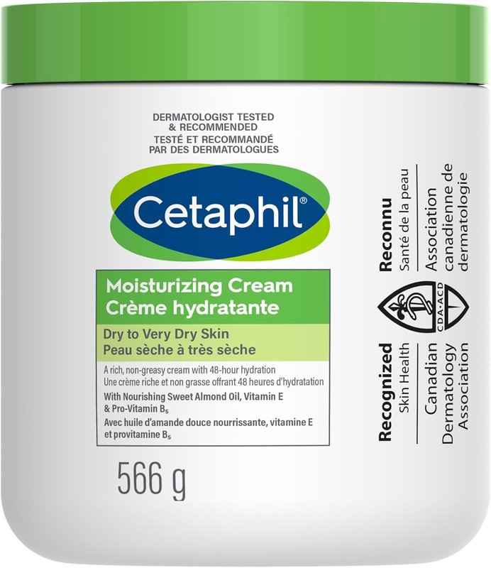 Cetaphil Moisturizing Cream with Sweet Almond Oil and Glycerin, 48hr Hydration for Dry To Very Dry and Sensitive Skin, Fragrance Free, Paraben Free, Dermatologist Recommended, 566g (Amazon Exclusive) 567 g (Pack of 1) Moisturizing Cream