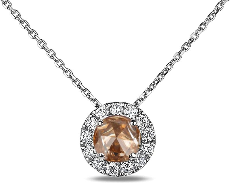 Sapphire & Diamond Necklace Pendant | Choose White Gold, Yellow Gold, Dancing Diamond and Silver Sterling - Certified Canadian POLAR LIGHT Diamonds Jewelry Gift Set for Woman Pavilion Halo Pendant