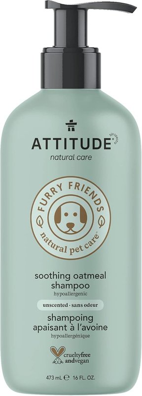 ATTITUDE Soothing Shampoo for Cat & Dog, Made in Canada, Plant- and Mineral-Based Ingredients, Hypoallergenic, Vegan and Cruelty-Free, Unscented, 473 mL 473 mL Soothing Oatmeal