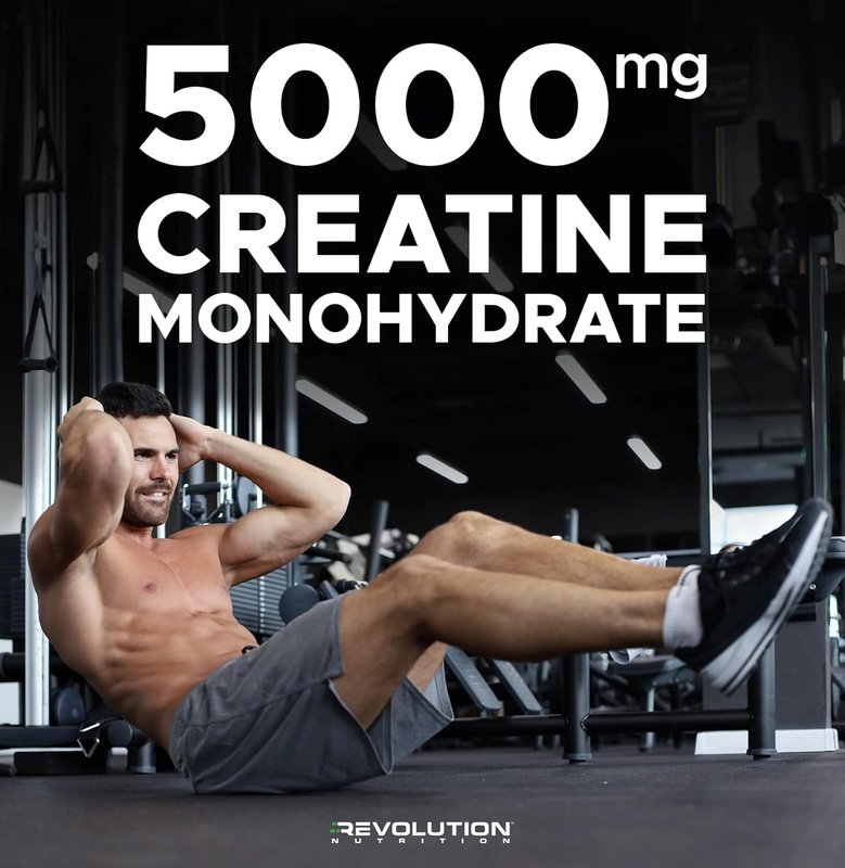 Revolution Nutrition Creatine Monohydrate 500g, Pure unflavoured, Increases Muscle Performance, Boosts Energy and Supports Recovery, 100 Servings