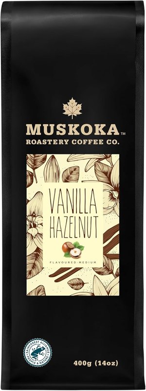 Muskoka Roastery Coffee, Vanilla Hazelnut, Medium Roast, Ground Coffee, 400g