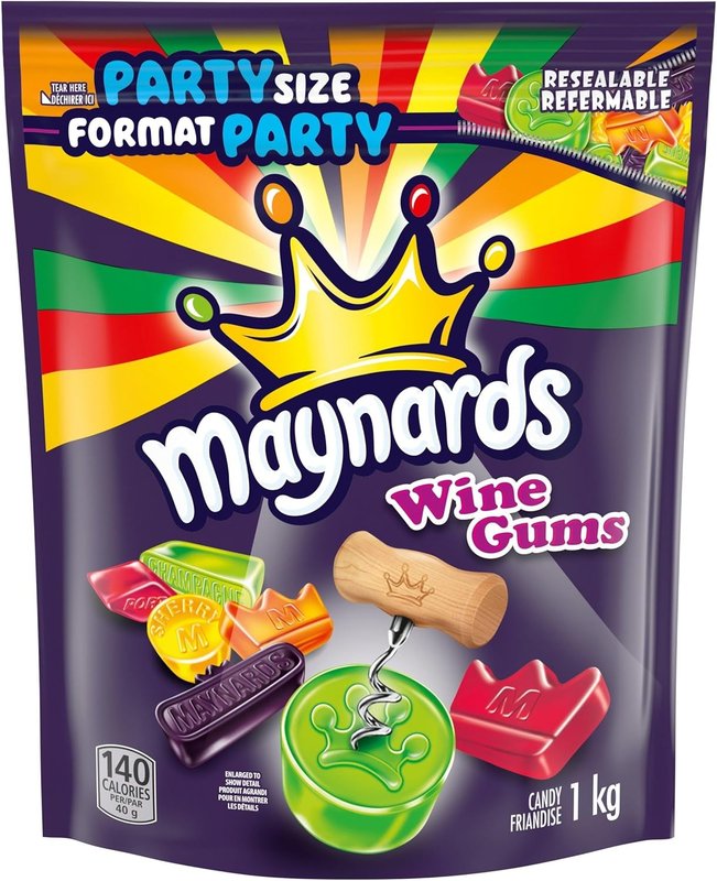 Maynards, Wine Gums Candy, Gummy Candy, Bulk Candy, Party Size, 1 kg, Prepared in Canada