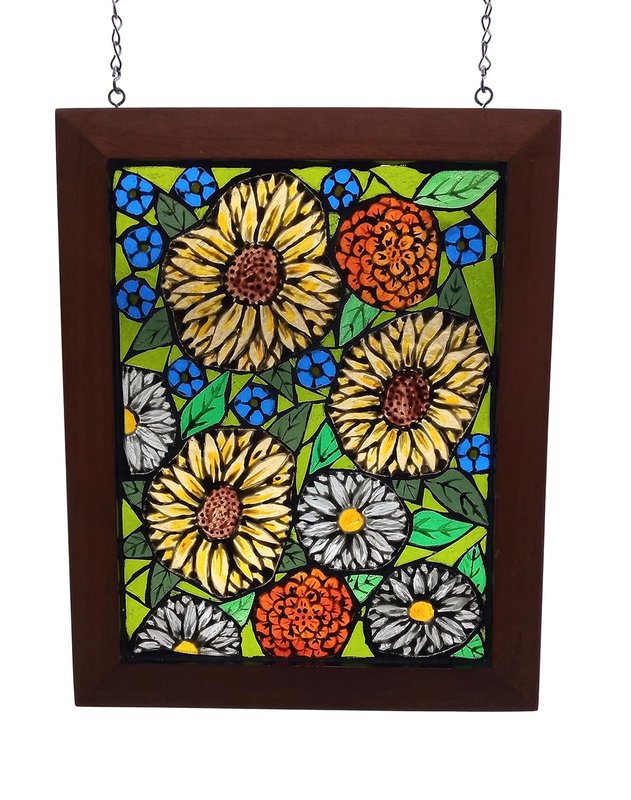 Flower Garden Stained Glass Mosaic Panel
