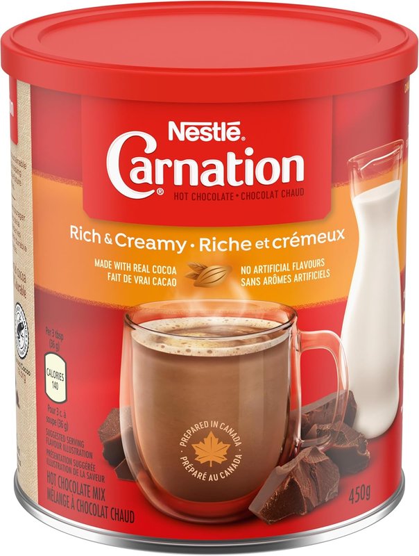 Carnation Hot Chocolate Rich And Creamy Hot Chocolate Canister, Packaging May Vary, 450 g (Pack of 1) Cocoa 450 g (Pack of 1)
