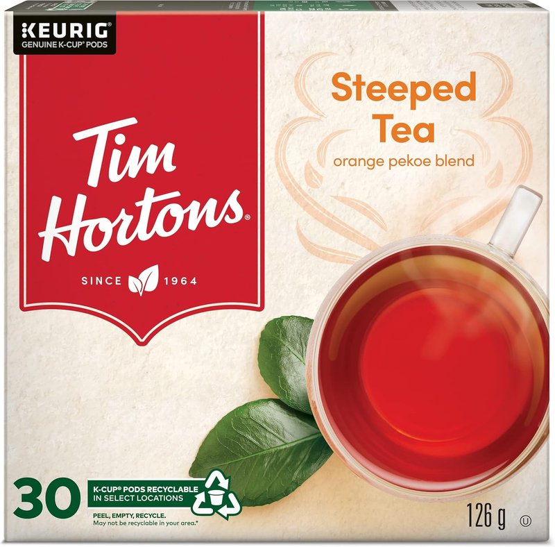 Tim Hortons Steeped Orange Pekoe Tea, Single Serve Keurig K-Cup Pods, 30 Count