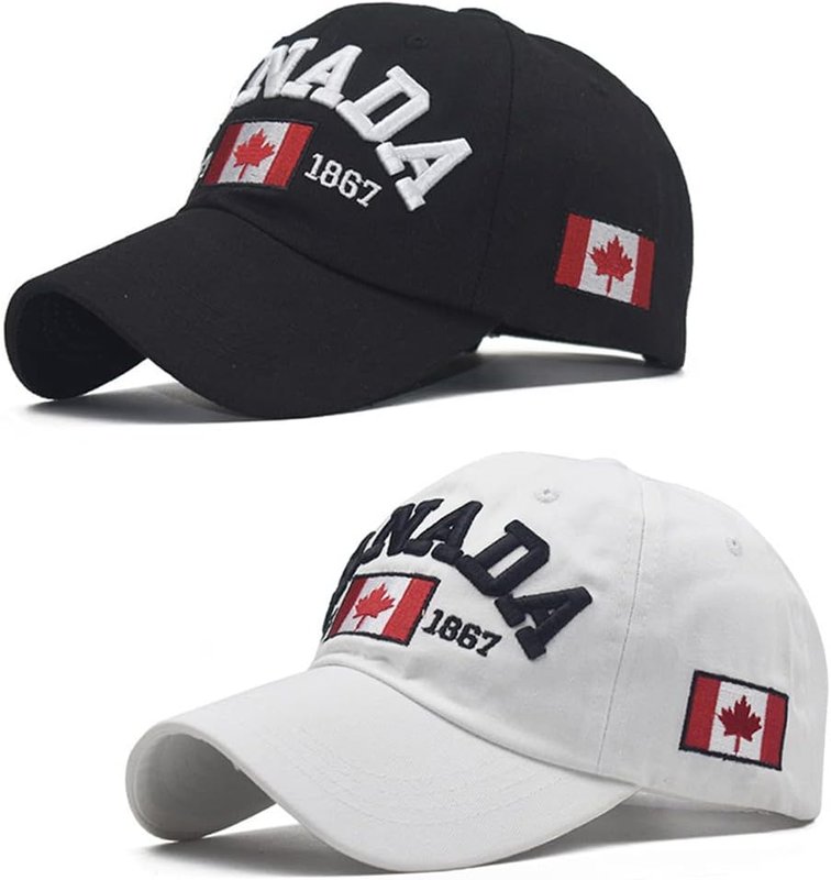 HAOJIANIAN 2 Pack Canada Baseball Cap,Canada Day Embroidered Maple Leaf Flag Adjustable Golf Hat for Men Women Kids