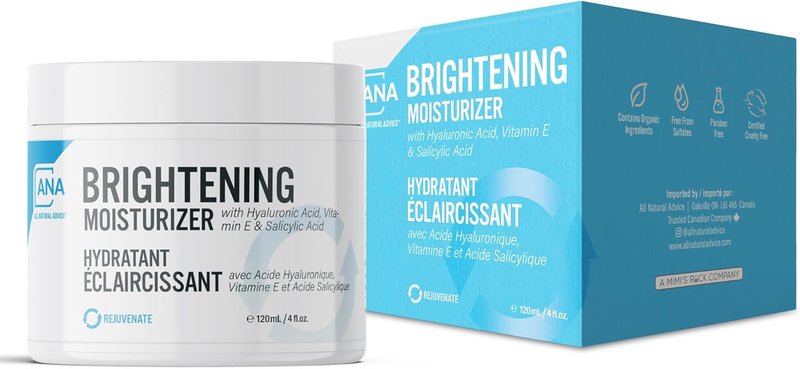All Natural Advice Brightening Moisturizer Face & Body 120ml with Organic Botanicals, Hyaluronic Acid, Salicylic & Kojic Acid | Skin Brightening Face Cream, Canadian Skin Care
