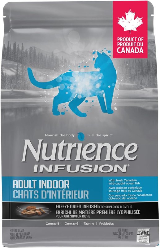 Nutrience Infusion Healthy Adult Indoor Cat Food, 5 kg (11 lb), Fresh Canadian Ocean Fish, Dry Cat Food, Nourriture Pour Chat, Manger Pour Chat