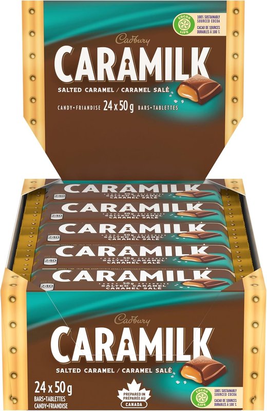 Caramilk Salted Caramel Chocolatey Candy Bars, 50 g (Pack of 24)