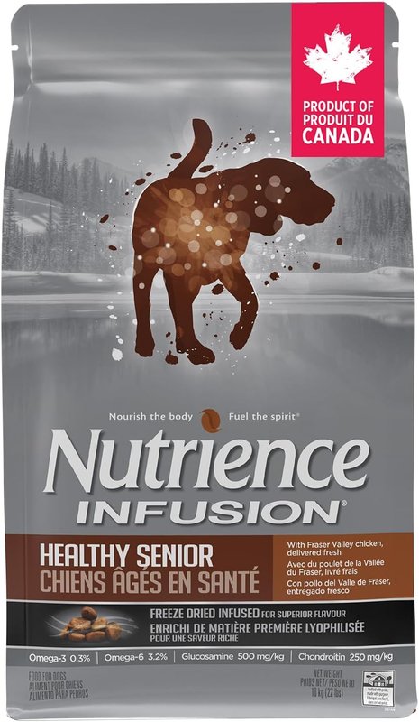 Nutrience Infusion Healthy Senior Dog Food, 10 kg (22 lb), Freeze-Dried Canadian Chicken, Dry Dog Food, Nourriture Pour Chien, Manger Pour Chien