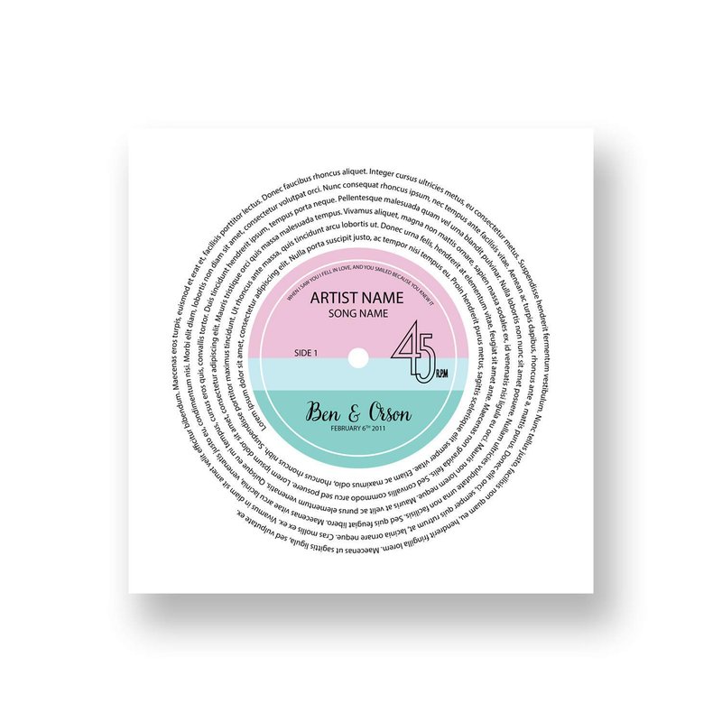 [SF Customizables] Any Song Lyrics Personalized Print Custom Vinyl Record Label Wedding First Dance Anniversary Gift for Him Her Couple [Poster Print ONLY]