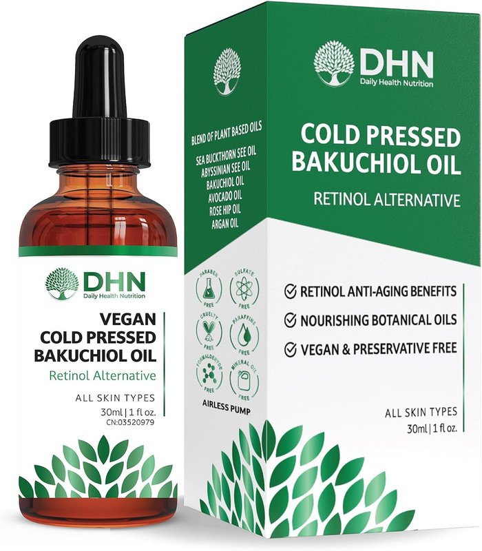 Vegan Cold Pressed Bakuchiol Moisturizing Facial Oil + Rose Hip, Abyssinica, Argan & Sea Buckthorn Plant Oils, Vitamin E & C. Bakuchiol is Nature's Non-Irritating Retinol Alternative. Dry-Skin Defence, 100% Preservative Free, Sensitive Skin Safe. Made in Canada