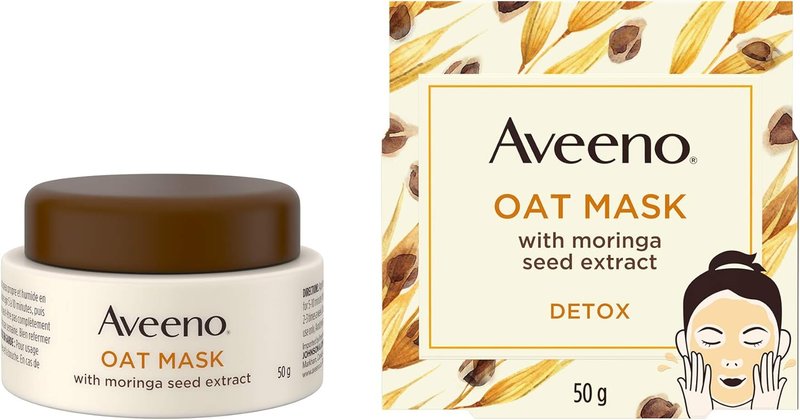 Aveeno Oat Face Mask with Moringa Seed Extract for Detox - Dry Skin Care - Paraben Free Facial Cleanser - 50 grams Detox (Moringa Seed Extract)