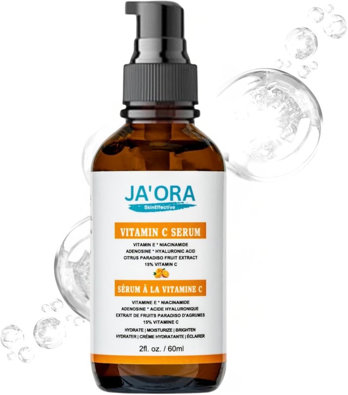 JA’ORA 15% Vitamin C Serum for Face – Brightening & Anti-Aging Formula with Vitamin E, Niacinamide & Hyaluronic Acid – Fades Dark Spots, Evens Tone, 60ml 60 ml (Pack of 1)