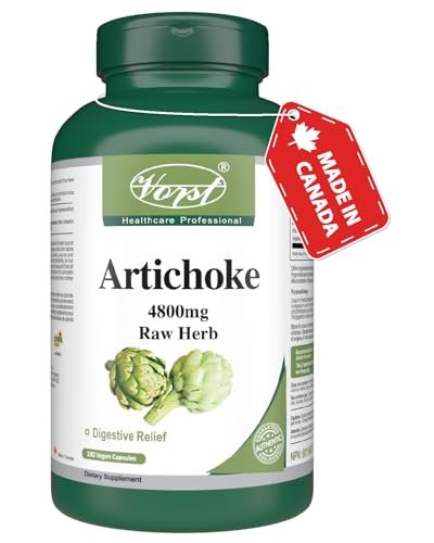 VORST Artichoke 4800mg Raw Equivalent (1200mg With 4:1 Extract Ratio) 180 Vegan Capsules | Digestive Supplement for Cholesterol Balance & Liver Health | Powder Pills | Non GMO | 1 Bottle