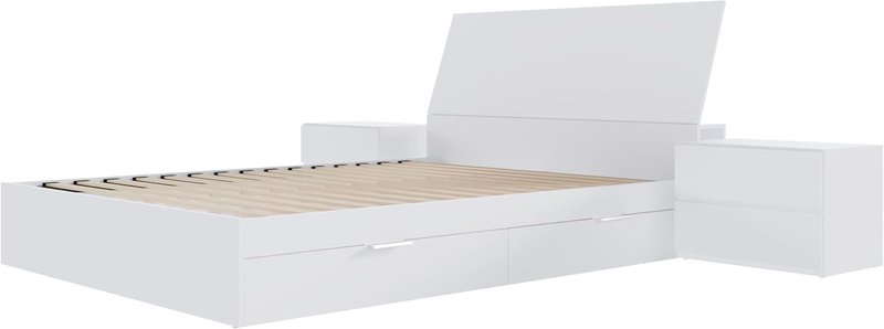 Nexera Porter 4-Piece Dual Storage Bedroom Set, White, Queen Queen White