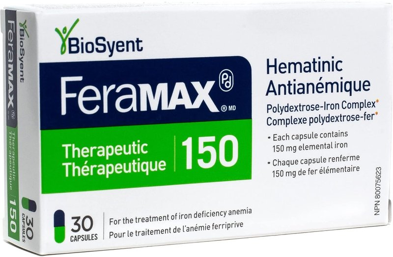 FeraMAX Pd Therapeutic 150 Iron Supplement - Once Daily High Dose Iron Supplement No.1 Recommended Treatment for Iron Deficiency Anemia - 150mg of Elemental Iron per Capsule, 30 Capsules 30 count (Pack of 1)