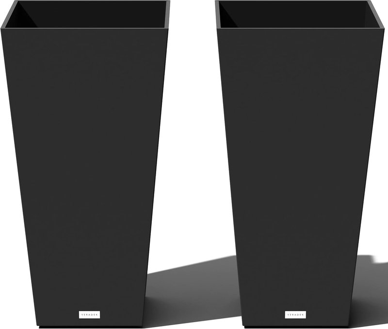 Veradek V-Resin Indoor/Outdoor Taper Planter, Set of 2 (30 inch, Black) Black 30 inch - 2 pack