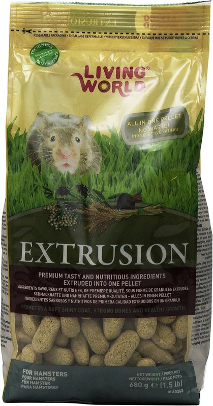Living World Extrusion Hamster Food, 1-1/2-Pound, Standup Zipper Bag