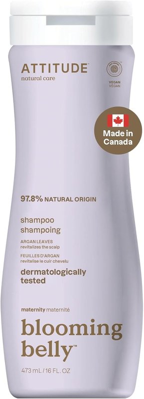ATTITUDE Pregnancy Shampoo, Made in Canada, EWG Verified, Dermatologically Tested, Plant and Mineral-Based, Vegan Maternity Products, Argan Leaf Extract, 473 mL