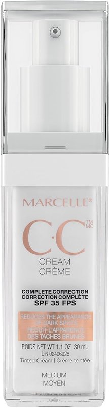 Marcelle CC Cream SPF 35, Medium, Complete Correction, Tinted Moisturizer, Non-Comedogenic, Perfume-Free, Paraben-Free, Oil-Free, Hypoallergenic, Cruelty-Free, 30 mL Medium CC Cream