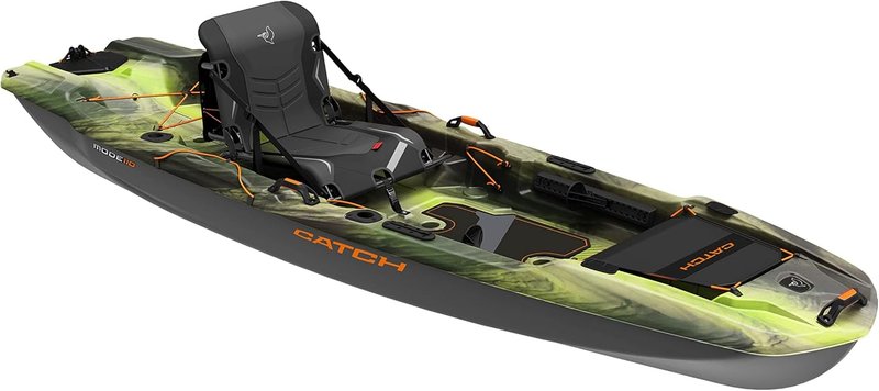 Pelican Catch Mode 110 TR Fishing Kayak - Angler Fishing Kayak with Ergoboost Seating System Catch Mode 110 with Rudder Venom